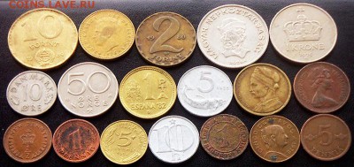 62 разные зарубежные монеты (см. описание). До 13.08_22.00мс - 4