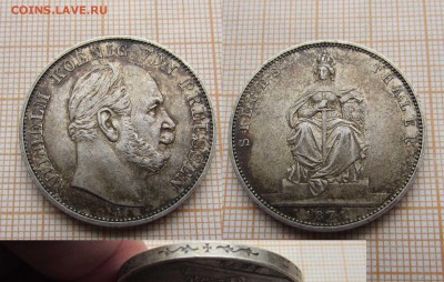 Пруссия 1 талер 1871 года Победный, Серебро, не чищенный - талер