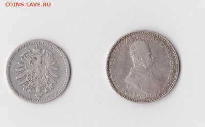 Германия 50пф 1876г. и Венгрия 1 крона 1896г. (тысячелетие) - 2 001