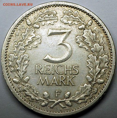 Германия_3 рейхсмарки 1931(F). Серебро; до 14.08_22.40мск - 11226