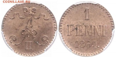 1 пенни 1864 MS64 - 1п