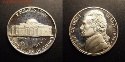США ("большой цент") оценка - США – 5 центов (1994 S) proof