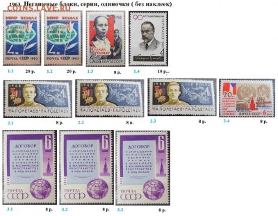 СССР 1963-1964. ФИКС - 1.1963. Блоки, серии, марки