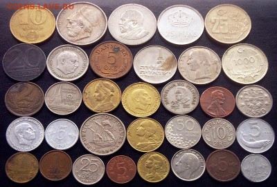 62 разные зарубежные монеты (см. описание). До 16.08_22.00мс - 2