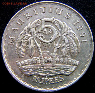 Маврикий_5 рупий 1991; до 19.08_22.18мск - 11199