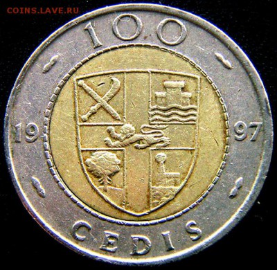 Гана_100 седи 1997 "Дерево какао". Биметалл; до 19.08_22.20м - 11202