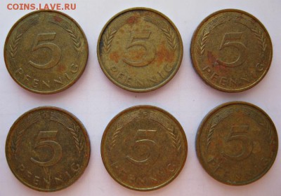Монеты Германии оценка - 5 pfennig 1