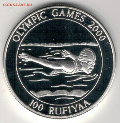 Ag Мальдивы 100 руфий 1998 Олимпиада 29.08 в 22.00 (В947) - 5-мал100а