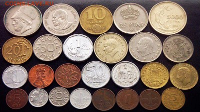54 разные зарубежные монеты (см. описание). До 24.08_22.08мс - 4