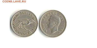 6 пенсов 1952г Новая Зеландия до 31.08.16 в 22-10 - 6пенс1952