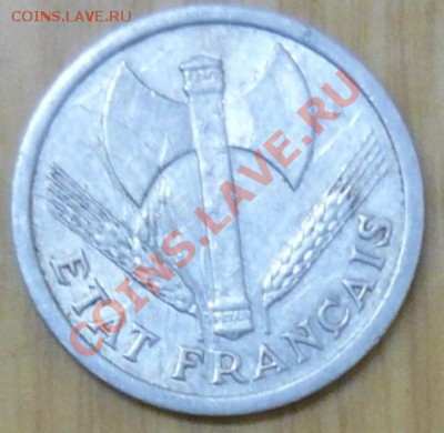 Франция 2 франка. 1943 г.  До 5.12.10 г. 20-00 МСК. - 2 фр. 43.1