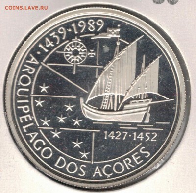 Ag ПОРТУГАЛИЯ 100 ЭСКУДО 1989 АЗОРЫ 01.09 В 22.00МСК (Г286) - 5-п100