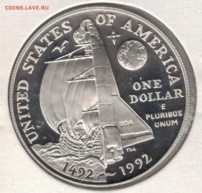 Ag США 1$ 1992Р ХРИСТОФОР КОЛУМБ ДО 01.09 В 22.00МСК (Г389) - 5-сша92а