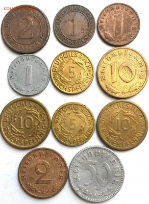 Рейх. 11 монет 1923-1941г  Окон 1.09.16 в 21.00мск - 1