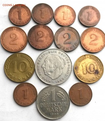 ФРГ 14 монет 1970- 1992г.  Окон 1.09.16 в 21.00 мск - 2