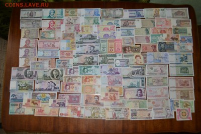 aUNC . Блиц. до 22-00 мск 03.09.16 - 100 разныз иностранных банкнот
