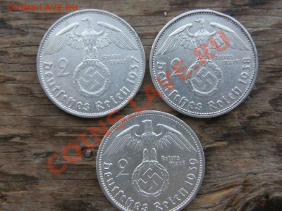 III Reich: 3шт. двухмарочника Германии 1937, 1938, 1939г. - 2Мар37-38-39JPG.JPG
