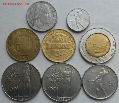 Италия 8 монет 1942- 1996г.  Окон 12.09.16 в 21.00 мск - ит2