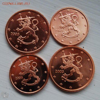 1 и 2 цента Финляндии 2003,2005 UNC, 14.09.16(22.00) - 2869622369