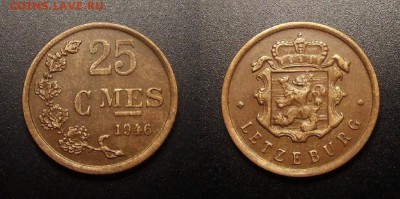 МОНЕТЫ МИРА 09-16 - Люксембург – 25 сантимов (1946) бронза