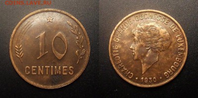 МОНЕТЫ МИРА 09-16 - Люксембург – 10 сантимов (1930) бронза