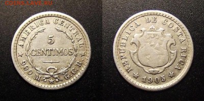 МОНЕТЫ МИРА 09-16 - Коста-Рика – 5 сентимо (1905) (Ag)