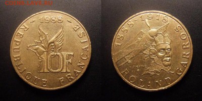 МОНЕТЫ МИРА 09-16 - Франция – 10 франков (1988) «Роланд Гаррос – французский лётчик» №4
