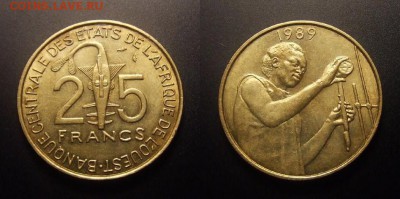 МОНЕТЫ МИРА 09-16 - Западная Африка – 25 франков (1989) «ФАО» (XF)