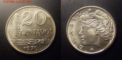 МОНЕТЫ МИРА 09-16 - Бразилия – 20 сентаво (1970) «Нефтяная вышка» медь-ник. (аUNC) №2