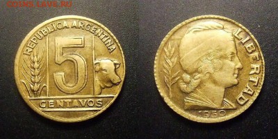 МОНЕТЫ МИРА 09-16 - Аргентина - 5 сентаво (1950)