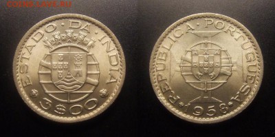 МОНЕТЫ МИРА 09-16 - Португ. Индия – 3 эскудо (1958) (аUNC)