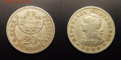 МОНЕТЫ МИРА 09-16 - Португ. Сан-Томе и Принсипи – 20 сентаво (1929)