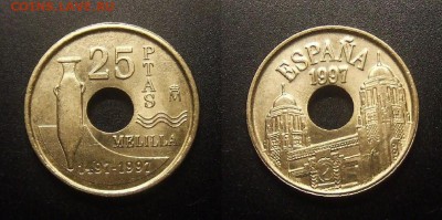МОНЕТЫ МИРА 09-16 - Испания – 25 песет (1997) «500-летие городу Мелилья» №2
