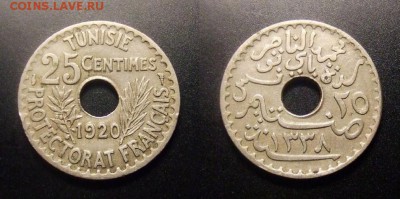 МОНЕТЫ МИРА 09-16 - Франц. Тунис - 25 сантимов (1920) (XF)