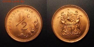 МОНЕТЫ МИРА 09-16 - Родезия – 0,5 цента (1970) (UNC)