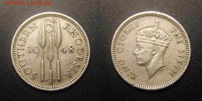 МОНЕТЫ МИРА 09-16 - Южная Родезия – 3 пенса (1948) «Копья; Георг VI»