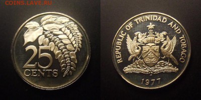 МОНЕТЫ МИРА 09-16 - Тринидад и Тобаго – 25 центов (1977) «Растение» proof