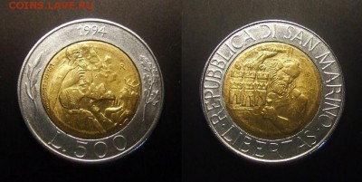 МОНЕТЫ МИРА 09-16 - Сан-Марино – 500 лир (1994) «Св. Марин – основатель Сан-Марино» (бм) №1