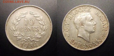 МОНЕТЫ МИРА 09-16 - Саравак – 10 центов (1934) медь-ник.