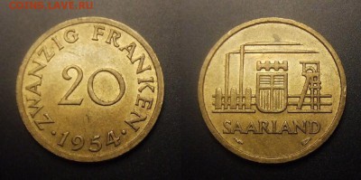 МОНЕТЫ МИРА 09-16 - Саар (Саарланд) – 20 франков (1954)