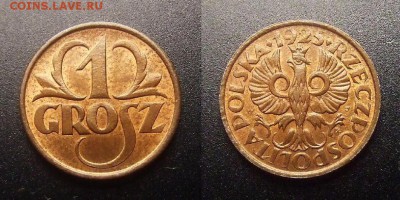 МОНЕТЫ МИРА 09-16 - Польша – 1 грош (1925) бронза (XF+)
