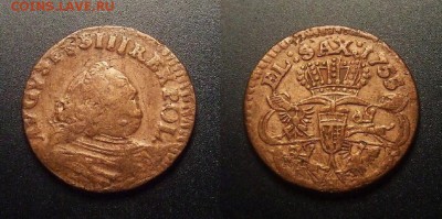 МОНЕТЫ МИРА 09-16 - Польша – 1 грош (1755 H) «Король Август III Толстый» медь