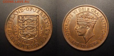 МОНЕТЫ МИРА 09-16 - Джерси – 1-12 шиллинга (1945) «Освобождение; Георг VI»