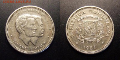 МОНЕТЫ МИРА 09-16 - Доминиканская Республика – 5 сентаво (1986) «Санчес и Мелла – национальные герои»