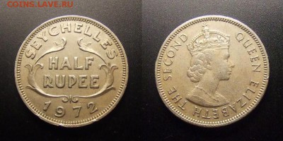 МОНЕТЫ МИРА 09-16 - Брит. Сейшелы – 0,5 рупии (1972) медь-ник.