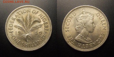МОНЕТЫ МИРА 09-16 - Брит. Нигерия – 1 шиллинг (1959) «Растение» (XF) №1