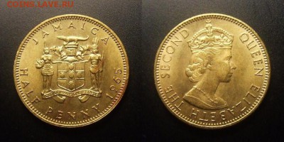 МОНЕТЫ МИРА 09-16 - Брит. Ямайка – 0,5 пенни (1965) «Елизавета II» (UNC) №1-2