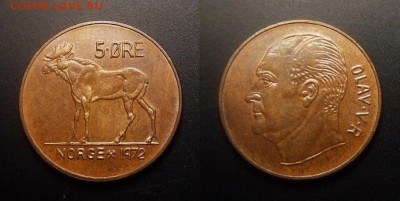 МОНЕТЫ МИРА 09-16 - Норвегия – 5 эре (1972) «Лось» (XF) №1