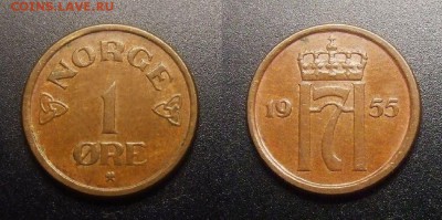 МОНЕТЫ МИРА 09-16 - Норвегия – 1 эре (1955)