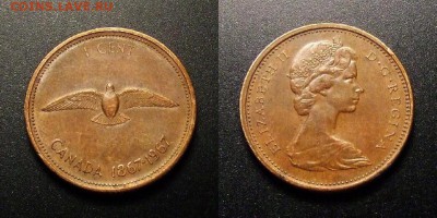 МОНЕТЫ МИРА 09-16 - Канада – 1 цент (1967) «100-летие Конфедерации; голубь»